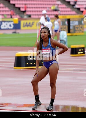 Tampere, Finnland. 12. Juli 2018. TARA DAVIS (USA) auf den Weitsprung in Tampere, Finnland, 9. Juli 2018. Die IAAF World U20 Meisterschaften am 12. Juli 2018. Credit: Denys Kuvaiev/Alamy leben Nachrichten Stockfoto