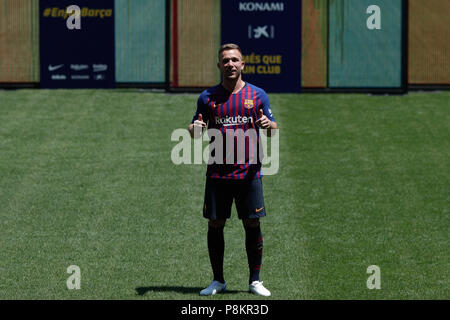 Juli 12, 2017. 12. Juli 2018. Camp Nou, Barcelona, Spanien - Präsentation von Arthur Melo als neue Spieler des FC Barcelona, in Barcelona Quelle: Andres Garcia/AFP 7/ZUMA Draht/Alamy leben Nachrichten Stockfoto