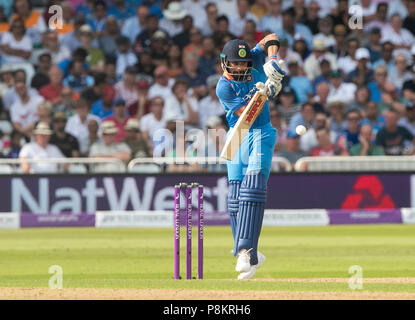 Nottingham, UK. 12. Juli 2018, Royal London, eines Tages International, England V Indien, Trent Brücke, Virat Kohli Batsman in Aktion für Indien Credit: David Kissman/Alamy leben Nachrichten Stockfoto