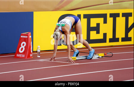 Tampere, Finnland. 12. Juli 2018. NIAMH EMERSON (GBR), Englischer Leichtathlet Leeds im Siebenkampf in der IAAF World U20 Meisterschaft Tampere, Finnland 12. Juli, 2018. Credit: Denys Kuvaiev/Alamy leben Nachrichten Stockfoto