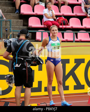 Tampere, Finnland. 12. Juli 2018. NIAMH EMERSON (GBR), Englischer Leichtathlet Leeds im Siebenkampf in der IAAF World U20 Meisterschaft Tampere, Finnland 12. Juli, 2018. Credit: Denys Kuvaiev/Alamy leben Nachrichten Stockfoto