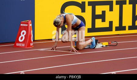 Tampere, Finnland. 12. Juli 2018. NIAMH EMERSON (GBR), Englischer Leichtathlet Leeds im Siebenkampf in der IAAF World U20 Meisterschaft Tampere, Finnland 12. Juli, 2018. Credit: Denys Kuvaiev/Alamy leben Nachrichten Stockfoto