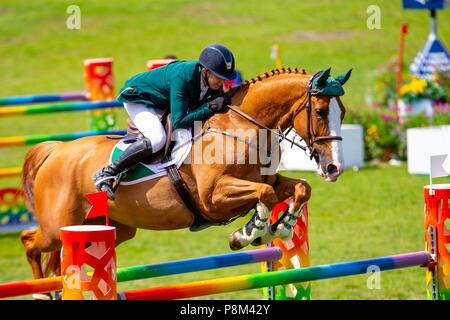 Fontainebleu, Frankreich. 12. Juli 2018. Jonathan Smyth reiten Mulvin Lui. IRL. 2. Wettbewerb. Junge Reiter. 1,50 m. Longines FEI EUROPÄISCHE JAHR J CH-Meisterschaft. Springen. Le Grand Parkett. Fontainebleu. Frankreich. 12.07.2018. Credit: Sport in Bildern/Alamy leben Nachrichten Stockfoto