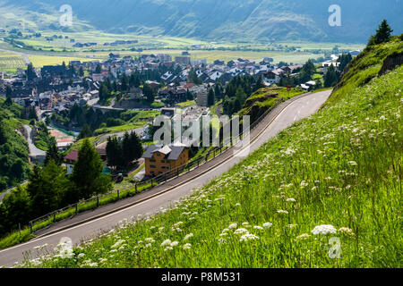 Andermatt, Mountain Pass Road, Oberalppass, Kanton Uri, Schweiz Stockfoto