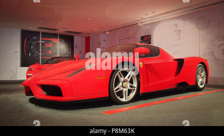 MARANELLO, ITALIEN - Juli 21, 2017: 2002 Ferrari Enzo Ferrari im Museum. Stockfoto