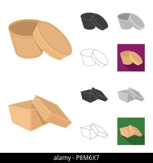 Verschiedene Felder Cartoon, schwarz, flach, monochrom, umriss Symbole im Set Sammlung für Design. Karton vektor Symbol lieferbar Abbildung. Stock Vektor