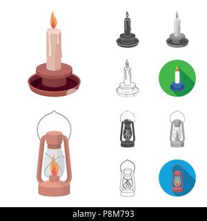Light source cartoon,black,flat,monochrome,outline icons in set collection for design. Light and equipment vector symbol stock  illustration. Stock Vektor