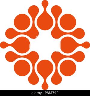 Abstract Kreise angeschlossen. Die runde Form, minimalistisch, stilisierte, Farbe orange Logo Vorlage. Kreise, Kommunikation, Tropfen, net, Cross logo-Element. Vektor modernes Logo isoliert. Universal Firma Symbol. Stock Vektor