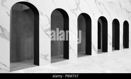 Moderne weiße Bögen architektonischen Hintergrund mit Perspektive. Stockfoto