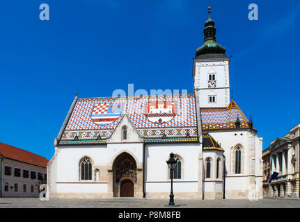 St. Mark's Church, Zagreb. Monumental, im mittelalterlichen Stil, serbisch-orthodoxen Kirche von 1931-1940 gebaut. Stockfoto