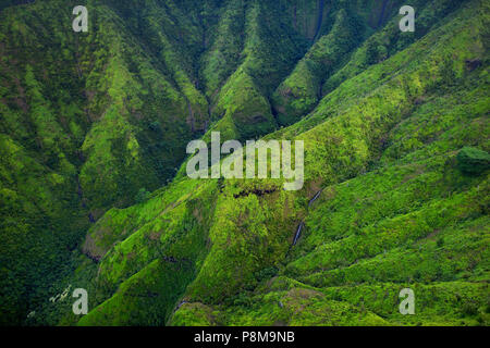 Beeindruckende Luftaufnahme von spektakulären Dschungel, Kauai, Hawaii Stockfoto