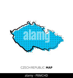 Tschechische Republik vektor Land Karte. Karte Umriss mit Punkten. Stock Vektor