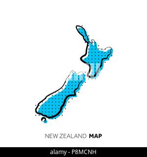 Neuseeland vektor Land Karte. Karte Umriss mit Punkten. Stock Vektor