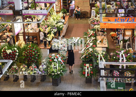 Wroclaw Markthalle Blume Stände in Schlesien Polen Europa Stockfoto