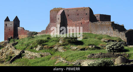 Panoramablick von Hammerhus, eines der größten zusammenhängenden Burgruine komplexe im Norden Europas. Stockfoto