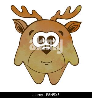 Cute cartoon Hirsche, Elche auf weißem Hintergrund. Vector Illustration in Skizze Stil. Stilisierte Aquarell. EPS 10. Stock Vektor