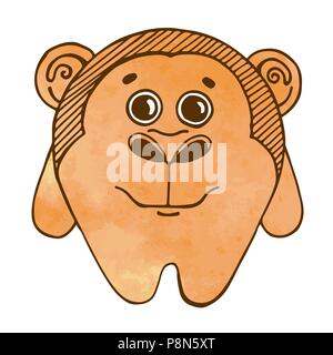 Cute cartoon Affe auf weißem Hintergrund. Vector Illustration in Skizze Stil. Stilisierte Aquarell. EPS 10. Stock Vektor