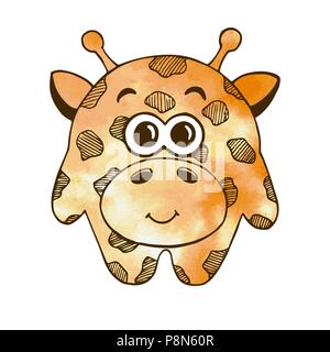 Cute cartoon Giraffe auf weißem Hintergrund. Vector Illustration in Skizze Stil. Stilisierte Aquarell. EPS 10. Stock Vektor