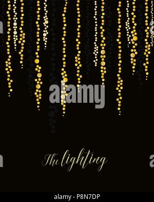 Vector Illustration des Lichts Kabel auf einem dunklen Hintergrund. String leuchtet Stock Vektor