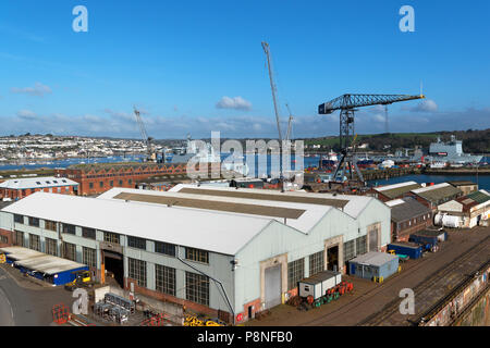 Pendennis werft Docks in Falmouth, Cornwall, England, Großbritannien, Großbritannien. Stockfoto