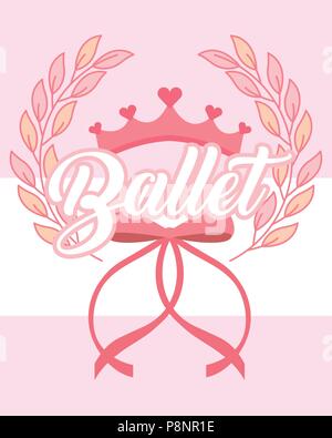 Rosa Krone und Bug Ballett emblem Vector Illustration Stock Vektor