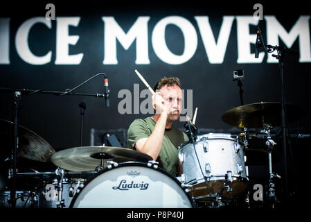 Stupinigi, Italien. 11. Juli 2018. Die britische Rock/Blues Band namens die Abstinenzbewegung live auf der Bühne des Stupinigi Sonic Park Festival 2018. Credit: Alessandro Bosio/Pacific Press/Alamy leben Nachrichten Stockfoto