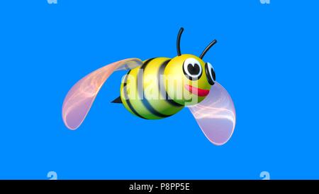 Bumble Bee fliegen. 3D-Rendering Stockfoto