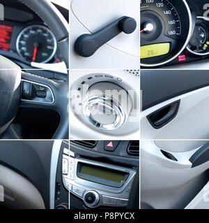 Collage aus modernen Autos Interieur mit Details Stockfoto