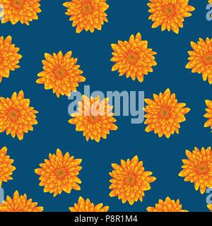 Gelbe Chrysantheme auf Indigo blauen Hintergrund. Vector Illustration. Stock Vektor