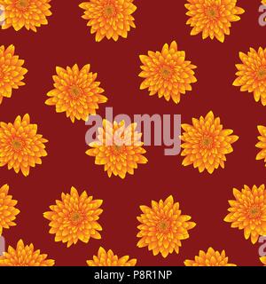 Gelbe Chrysantheme auf rotem Hintergrund. Vector Illustration. Stock Vektor