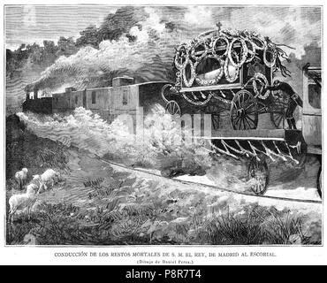 83 Conducción de los restos mortales de Alfonso XII de Madrid al Escorial, de Daniel Perea Stockfoto