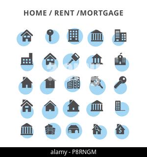 Home / Miete / Mortage Symbole gesetzt. Für web design und Application Interface, auch nützlich für Infografiken. Vector Illustration. Stock Vektor