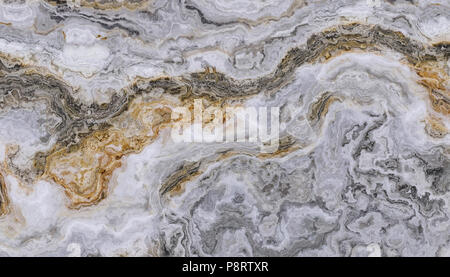 Marmor Muster mit gewellten Gold und schwarzen Adern. Abstrakte Textur und Hintergrund. 2D-Darstellung Stockfoto
