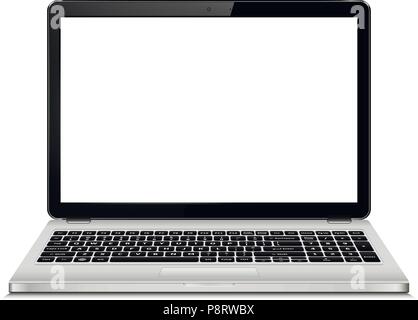 Laptop mit leeren Bildschirm auf weißem Hintergrund. Vector Illustration. Stock Vektor