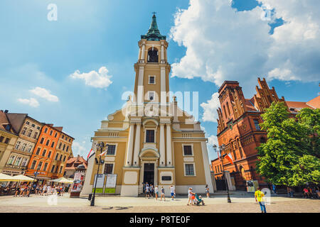 Torun, Polen - Juni 01, 2018: Hauptplatz in der Altstadt von Torun. Thorn ist Geburtsort des Astronomen Nikolaus Kopernikus. Stockfoto