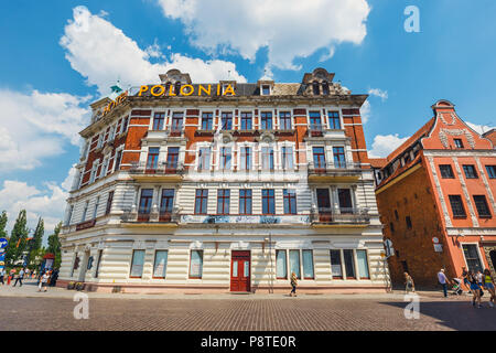 Torun, Polen - Juni 01, 2018: Blick auf die Altstadt in Torun. Thorn ist Geburtsort des Astronomen Nikolaus Kopernikus. Stockfoto