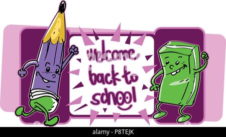 Willkommen zurück Cartoon Stil Vector Illustration zur Schule Stock Vektor