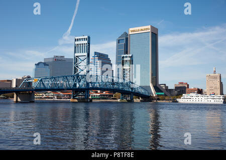Main Street Bridge und Jacksonville skyline Stockfoto