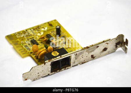 Antike Fax Modem elektronische Karte für Personal Computer Stockfoto