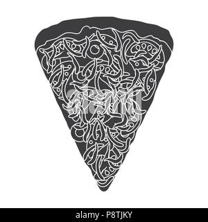 Ein Stück Pizza mit unterschiedlichen Zutaten. Verschiedene pizza single Symbol in schwarz Stil vektor Symbol lieferbar Abbildung. Stock Vektor
