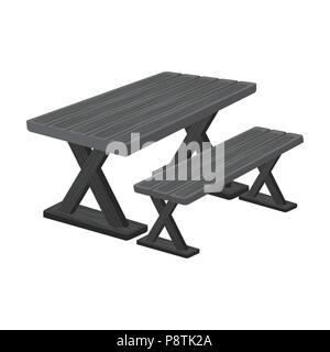 Tabelle für Rest. BBQ single Symbol in Schwarzweiß-Stil vektor Symbol lieferbar Abbildung. Stock Vektor