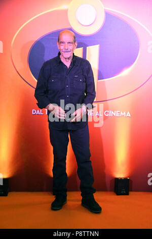 Rom, Italien, 12. Juli 2018 - Hotel de Russie - Film Präsentation GLI INCREDIBILI 2 Die Italienische stimmen Orso Maria Guerrini (Rick Dicker) Credit: Giuseppe Andidero/Alamy leben Nachrichten Stockfoto