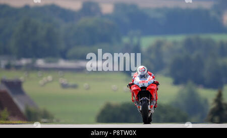 13. Juli 2018, Hohenstein-Ernstthal, Deutschland: Motorsport, Grand Prix von Deutschland, zweite Training Moto2, Sachsenring: Der Fahrer Jorge Lorenzo (Spanien) von der Ducati Team in Aktion. Foto: Jan Woitas/dpa-Zentralbild/dpa Stockfoto