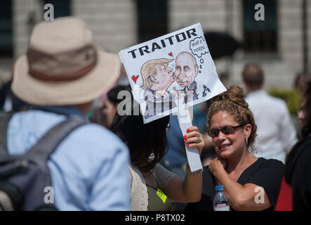 Präsident Trump Demonstrationen, London, England, UK. 13. Juli 2018 gegen US-Präsident Trump Demonstrationen in Parliament Square, Westminster, London England heute. Credit: Brian Harris/Alamy leben Nachrichten Stockfoto