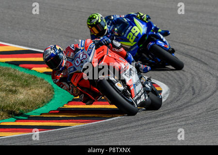 Sachsenring, Hohenstein-Ernstthal, Deutschland. 13. Juli 2018. Deutschen Motorrad Grand Prix, freie Praxis; Andrea Dovizioso (Ducati) Credit: Aktion plus Sport/Alamy leben Nachrichten Stockfoto