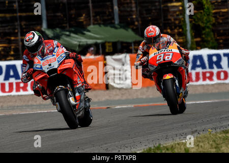 Sachsenring, Hohenstein-Ernstthal, Deutschland. 13. Juli 2018. Deutschen Motorrad Grand Prix, freie Praxis; Jorge Lorenzo (Ducati) Credit: Aktion plus Sport/Alamy leben Nachrichten Stockfoto