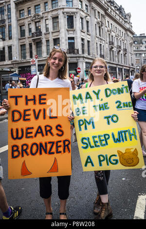 London, Großbritannien. 13. Juli 2018. Anti-Trump Demonstration, London, UK 13.07.2018 Credit: Bjanka Kadic/Alamy leben Nachrichten Stockfoto