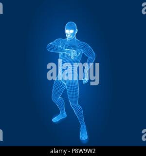 Dancing man.. 3D-Drahtmodell stil Vector Illustration. Stock Vektor