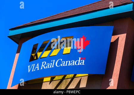 Logo Zeichen von Via Rail Canada Stockfoto