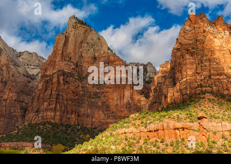 Gericht der Patriarchen, die Berge im Zion National Park, Utah. Stockfoto